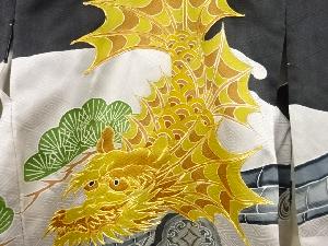 アンティーク　シャチホコ模様刺繍紋付男児着物